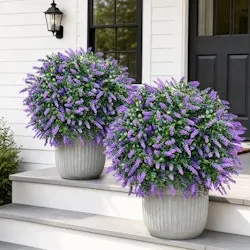 Bloyapix 27.5" Artificial Lavender Boxwood Topiary Ball Tree 2-Pack
