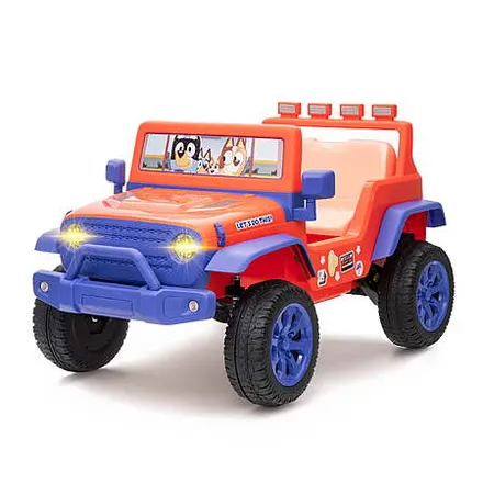 Bluey 12V Kids' Electric Ride-On Jeep Car w/ Forward/Reverse Drive & Headlights