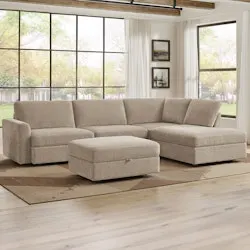 Broyhill Oswin Fabric 3-Piece Sectional w/ Storage Ottoman