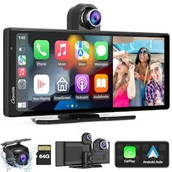 Carpuride 9.3" Wireless CarPlay & Android Auto Display w/ 4K Dual Dash Cam