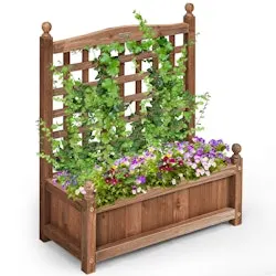Costway Solid Wood Planter Box w/ Trellis