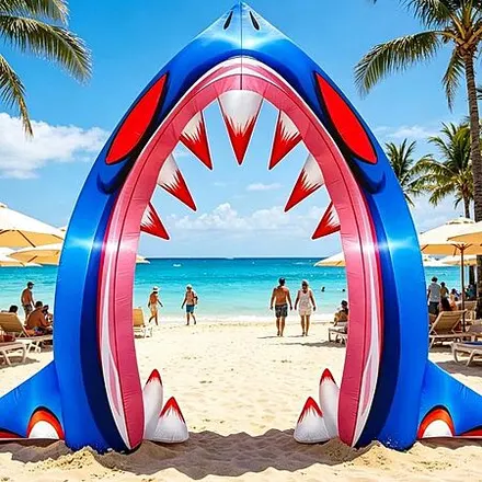 Danxilu 10' Halloween Inflatable Shark Arch w/ Built-in LED Lights