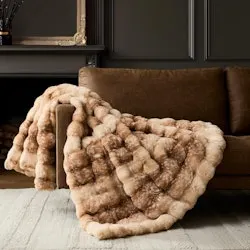 Deer Fawn Animal Print Faux Fur Bubble Throw Blanket