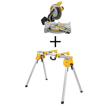 DeWALT 15A Corded 12" Compound Single Bevel Miter Saw & Heavy-Duty Work Stand