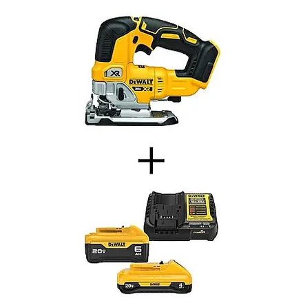DeWALT 20V Max XR Brushless Jigsaw Starter Kit w/ 6.0 + 4.0 Ah Batteries/Charger