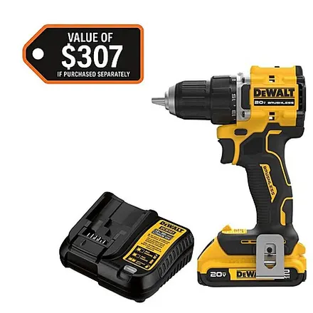 DeWALT Atomic 20V Compact 1/2" Drill/Driver Kit w/ 2.0Ah Battery & Charger