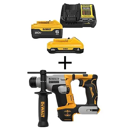 DEWALT ATOMIC 20V MAX 5/8" SDS + Hammer Drill w/ 6.0Ah & 4.0Ah Battery Kit