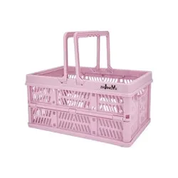 Flat-Foldable Plastic Storage Basket with Handles