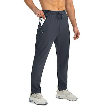 G Gradual Men's 4-Way Stretch Tapered Jogger Sweatpants w/ 3 Zipper Pockets