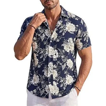 GIANZEN Men's Hawaiian Floral Button-Down Shirt (Various Colors/Prints)