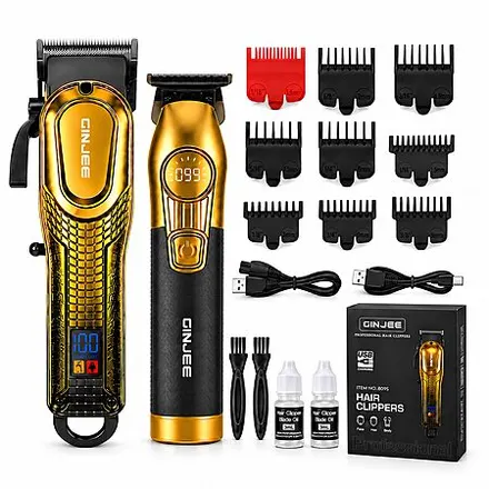 GINJEE Cordless Men's Hair Clipper & Trimmer Set (Gold)