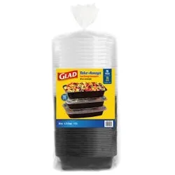 Glad Take-Aways 38 oz Rectangle Food Storage Containers w/ Lids, 35-Set