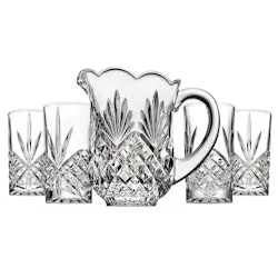 Godinger Dublin Pitcher & 4 Old Fashioned Glasses Drink Bar Set
