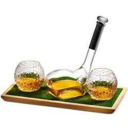 Godinger Golf Club Whiskey Decanter Set w/ Golf Ball Glasses