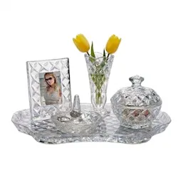 Godinger Shannon Crystal Glass 5-Piece Vanity Set