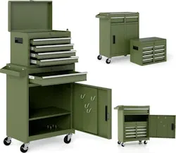 Goplus 5-Drawer Rolling Tool Chest w/ Detachable Top Toolbox