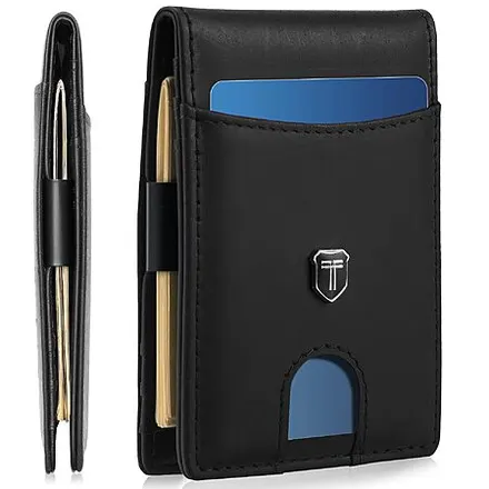 Gostwo RFID Blocking Bifold Money Clip Wallet w/ ID Window (Various Colors)