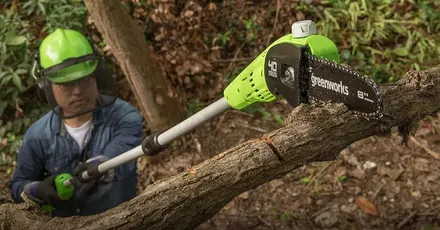 Greenworks 40V 8-inch Cordless Electric Pole Saw with a 2.0Ah battery