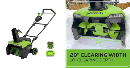Greenworks 60V 20-inch Cordless Electric Snow Blower with a 4.0Ah battery