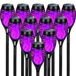 Halloween Purple Solar Flickering Flame Lights 12-Pack
