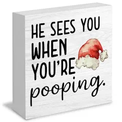 He Sees You When You're Pooping Box Sign
