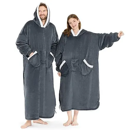 L'AGRATY Unisex Oversized Wearable Blanket Christmas Hoodie (Grey, 50")