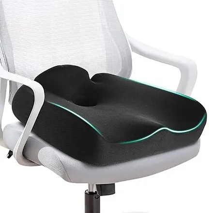 LALUCREATE Ergonomic Memory Foam Seat Cushion for Office Chairs w/ Non-Slip Base
