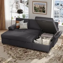 Latitude Run 80" L-Shaped Sleeper Sectional Sofa