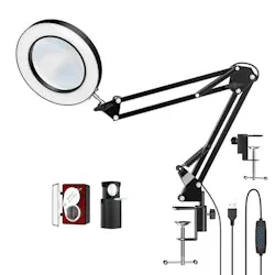 Lightswim 10X LED Magnifier Desk Lamp with Clamp