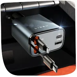 Lisen 4-in-1 USB-C / Lightning Retractable Car Charger