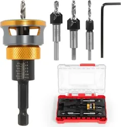 Lizekm Countersink Drill Bit Set w/ Depth Stop