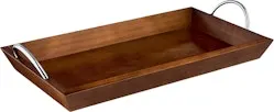 Mainstays 18" x 10" Wooden Tabletop Tray w/ Chrome Handles