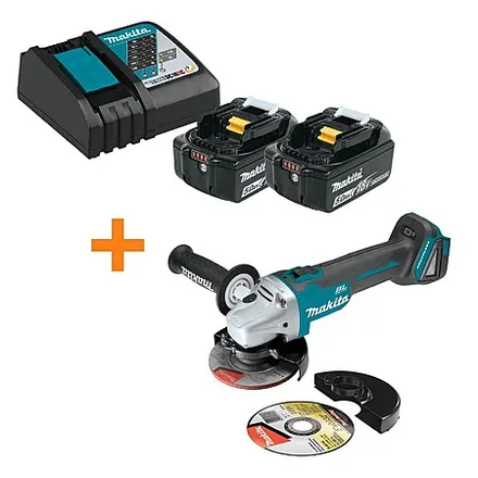 Makita 18V LXT Brushless Angle Grinder w/ 2x 5Ah Batteries & Charger