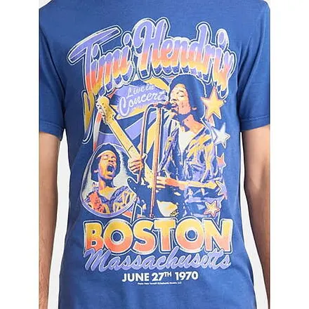 Men's Jimi Hendrix 1970 Boston Concert Graphic T-Shirt (Navy Mineral Wash)