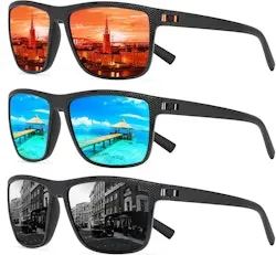 Men's Square Polarized Sunglasses 3-Pack