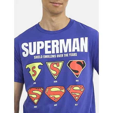 Men's Superman Super Shield Emblem Logos Graphic T-Shirt (Royal)