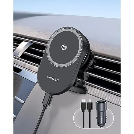 miisso Qi2.2 25W Magnetic Wireless Car Mount Charger w/ TEC Cooling Fan