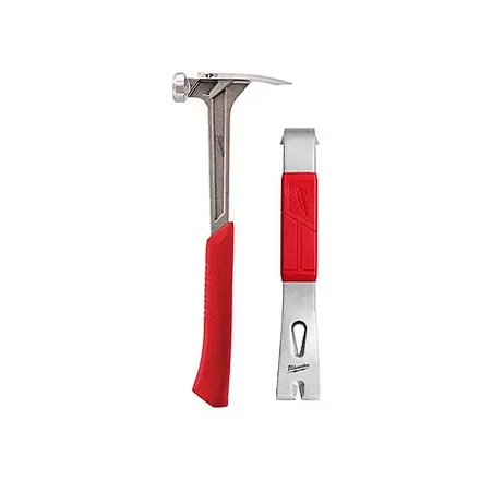 Milwaukee 17-Oz Smooth Face Framing Hammer + 12" Pry Bar