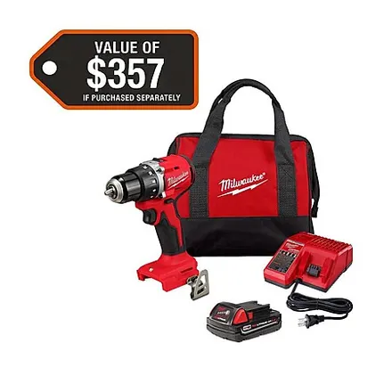 Milwaukee M18 18V 1/2" Compact Drill/Driver w/ 2.0Ah Battery & Charger