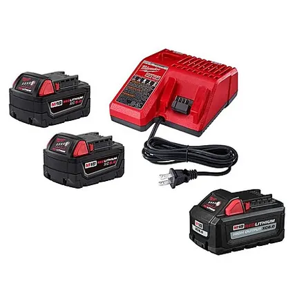 Milwaukee M18 XC 6.0 Ah + 2-Pk 5.0Ah Batteries + Charger Kit