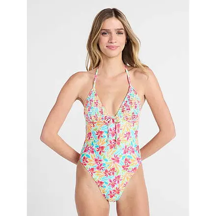 No Boundaries Halter Triangle One Piece Swimsuit (2 Colors)