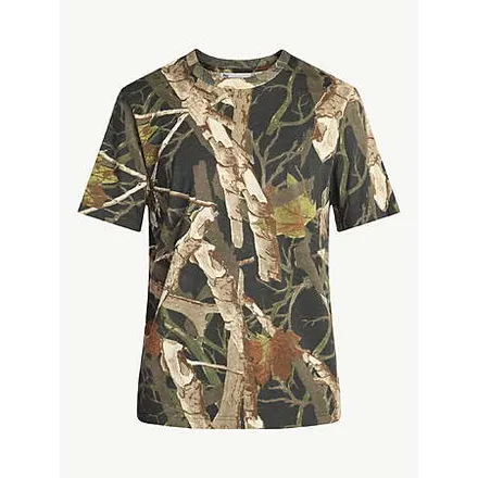No Boundaries Men's Short Sleeve Cotton Tee (S or M, Dark Tree Camo)