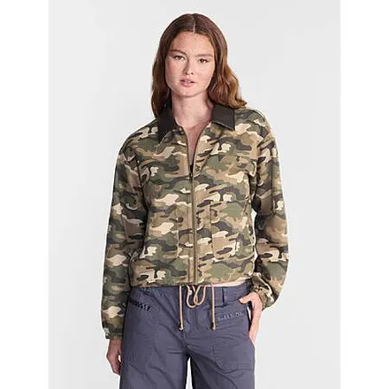 No Boundaries Women's 100% Cotton Twill Barn Jacket w/ Faux Leather Collar