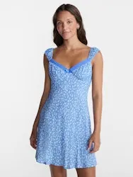 No Boundaries Women's Crochet Trim Cap Sleeve Dress