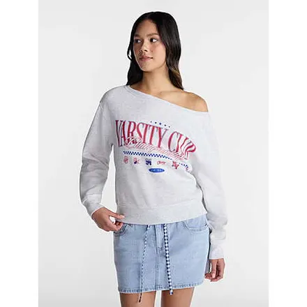 No Boundaries Women’s Off the Shoulder Sweatshirt (Blue or Heather, Size 3X or 4X)