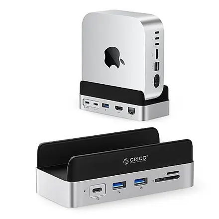 ORICO 10-in-1 Mac mini Vertical Dock Stand w/ M.2 SSD Slot, 4K HDMI & 10Gbps USB