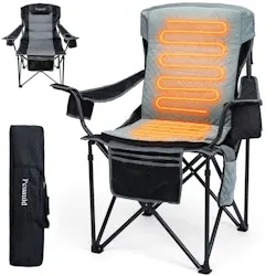 Oversized Heated High-Back Folding Camping Chair