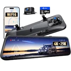 Pelsee S12 Native 4K + 2.5K Mirror Dash Cam w/ 64GB Card & GPS