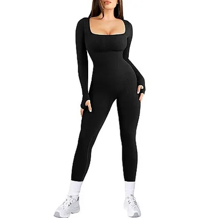 Popilush Women's Long Sleeve Jumpsuit w/ Built-In Bra (Various)