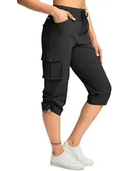 Pudolla Women's Quick-Dry Cargo Capri Hiking Pants